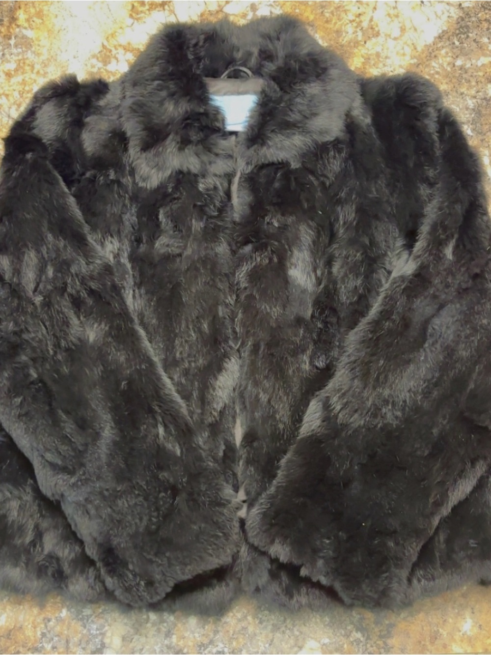 NINE WEST Black Rabbit Fur Jacket
